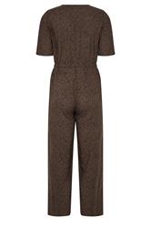 M&Co Petite Brown Spot Print Short Sleeve Jumpsuit | M&Co 6