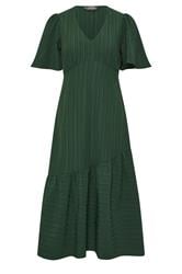 PixieGirl Petite Women's Dark Green Crinkle Tiered Midi Dress | PixieGirl 1