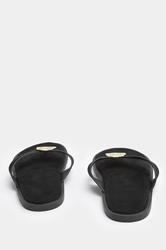 Black Hammered Disk Sandals In Extra Wide EEE Fit | Yours Clothing 4