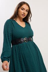 Black Wide Stud Detail Stretch Belt | Yours Clothing 1