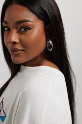 Silver Tone Hammered Twisted Hoop Earrings | Yours Clothing 1