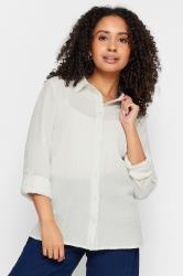 M&Co Petite Ivory White Textured Tab Sleeve Shirt | M&Co 3