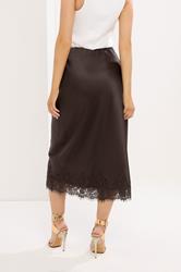 STAR Brown Lace Trim Satin Skirt | StarByJM 2