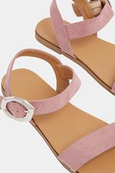 Pink Buckle Detail Sandals In Wide E Fit | Yours Clothing 5