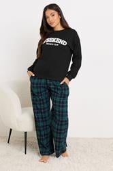 PixieGirl Petite Black 'Weekend Brunch Club' Slogan Lounge Top | PixieGirl 4