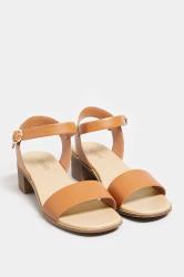 Tan Brown Strappy Low Heel Sandals In Extra Wide EEE Fit | Yours Clothing  2