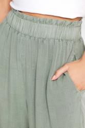PixieGirl Petite Womens Sage Green Acid Wash Wide Leg Trousers | PixieGirl 4