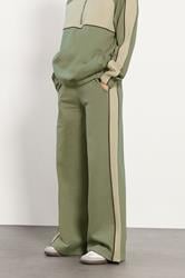 PixieGirl Petite Women's Green Colour Block Wide Leg Joggers | PixieGirl 2