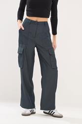 PixieGirl Petite Women's Navy Blue Utility Style Wide Leg Trousers | PixieGirl 2