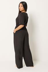 M&Co Petite Chocolate Brown Tie Waist Jumpsuit | M&Co 2