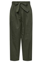 PixieGirl Petite Khaki Green Poplin Barrel Trousers