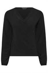 PixieGirl Petite Women's Black Stretch Wrap Top | PixieGirl 1