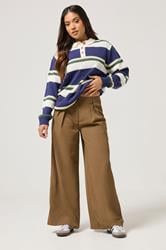 PixieGirl Petite Women's Brown Pleated Formal Trousers | PixieGirl 1