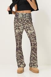 PixieGirl Petite Women's Natural Brown Leopard Print Fold Over Leggings 2