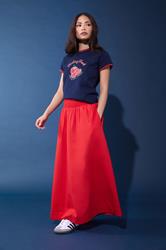 PixieGirl Petite Women's Red Shirred Poplin Maxi Skirt | PixieGirl 3