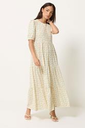 PixieGirl Petite Women's Orange Ditsy Floral Tiered Maxi Dress | PixieGirl 3