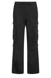 Black Drawstring Waist Cargo Trousers | PixieGirl 6