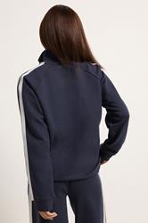 PixieGirl Petite Women's Set Navy Blue Stripe Cotton Sweatshirt & Wide Leg Joggers | PixieGirl 4