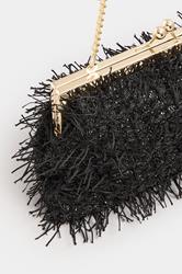 Black Eyelash Clutch Bag | Yours Clothing 4