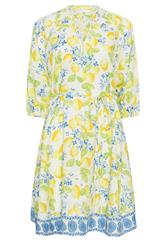 PixieGirl Petite Women's White Lemon Print Shirt Mini Dress | PixieGirl 5