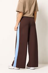 PixieGirl Petite Women's Chocolate Brown Side Stripe Scuba Wide Leg Trousers | PixieGirl 2