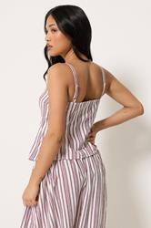 PixieGirl Petite Women's Burgundy Red Stripe Button Cami Top | PixieGirl  2