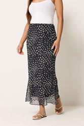 M&Co Petite Brown Animal Print Mesh Maxi Skirt | M&Co 1