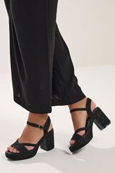 Black Rope Heel Sandals In Wide E Fit | Yours Clothing 3