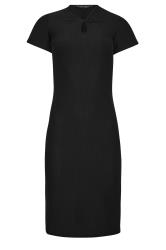 Petite Black Twist Neck Textured Midi Dress | PixieGirl 5