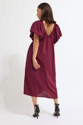 PixieGirl Petite Women's Burgundy Red Velvet Bow Mini Dress | PixieGirl 4