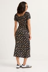 PixieGirl Petite Women's Black Ditsy Tie Midaxi Dress | PixieGirl 3