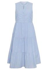 M&Co Petite Light Blue Dobby Tiered Cotton Midi Dress | M&Co 5