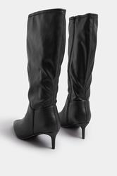 Black Faux Leather Pointed Kitten Heel Boots In Extra Wide EEE Fit | Yours Clothing 4