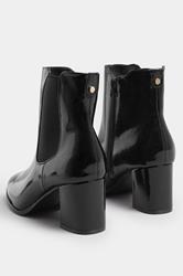 Black Patent Block Heel Chelsea Boots In Wide E Fit | Yours Clothing 3