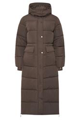 PixieGirl Petite Womens Chocolate Brown Maxi Padded Puffer Coat | PixieGirl 6