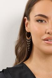 Black Waterfall Bead Hoop Earrings | Yours Clothing 1