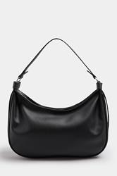 Black Faux Leather Slouched Studded Shoulder Bag | Yours Clothing 4