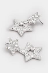 Silver Tone Diamante Star Earrings | Yours Clothing 3