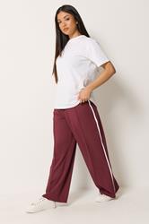 M&Co Petite Berry Red Pintuck Side Stripe Trousers | M&Co 1