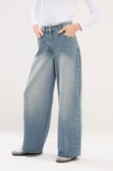 PixieGirl Petite Blue Rivet Non-Stretch Wide Leg Jeans | PixieGirl 2