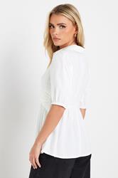 PixieGirl Petite Women's White Woven Twist Front Top | PixieGirl 4