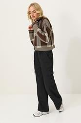 PixieGirl Petite Women's Black Cargo Wide Leg Jeans | PixieGirl 1