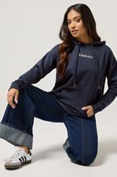 PixieGirl Petite Women's Navy Blue Slogan Drawstring Hoodie | PixieGirl 1