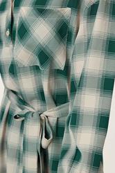 PixieGirl Petite Women's Green Check Print Shirt Dress | PixieGirl 4