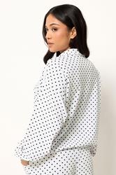 PixieGirl Petite Women's White Polka Dot Textured Funnel Neck Jacket | PixieGirl 4