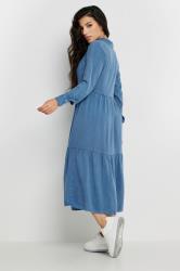 PixieGirl Petite Women Blue Acid Wash Tiered Smock Dress | PixieGirl 3