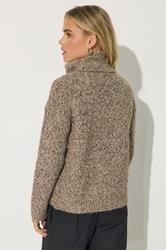 PixieGirl Petite Women's Beige Brown Chunky Roll Neck Jumper | PixieGirl 3