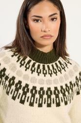 PixieGirl Petite Women's Natural Brown Fairisle Knitted Jumper | PixieGirl 5