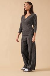 PixieGirl Petite Women's Chocolate Brown Marl Wide Leg Trouser | PixieGirl 1