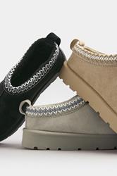 Grey Faux Suede Embroidered Mules In Standard Fit | Yours Clothing 6